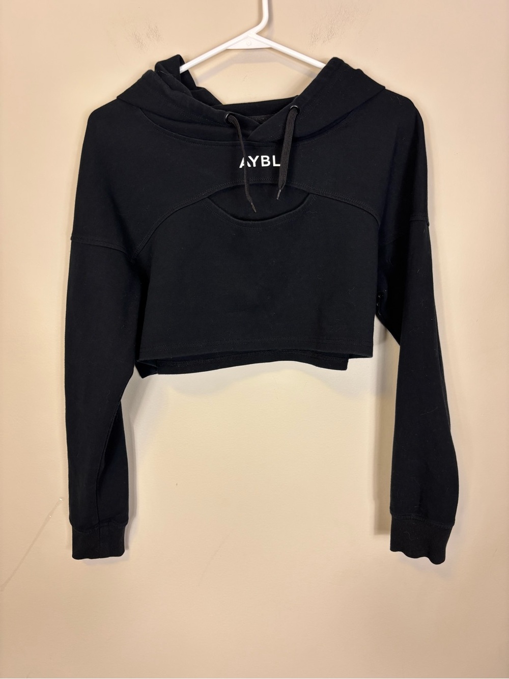 AYBL Black Cropped Cutout Hoodie Small